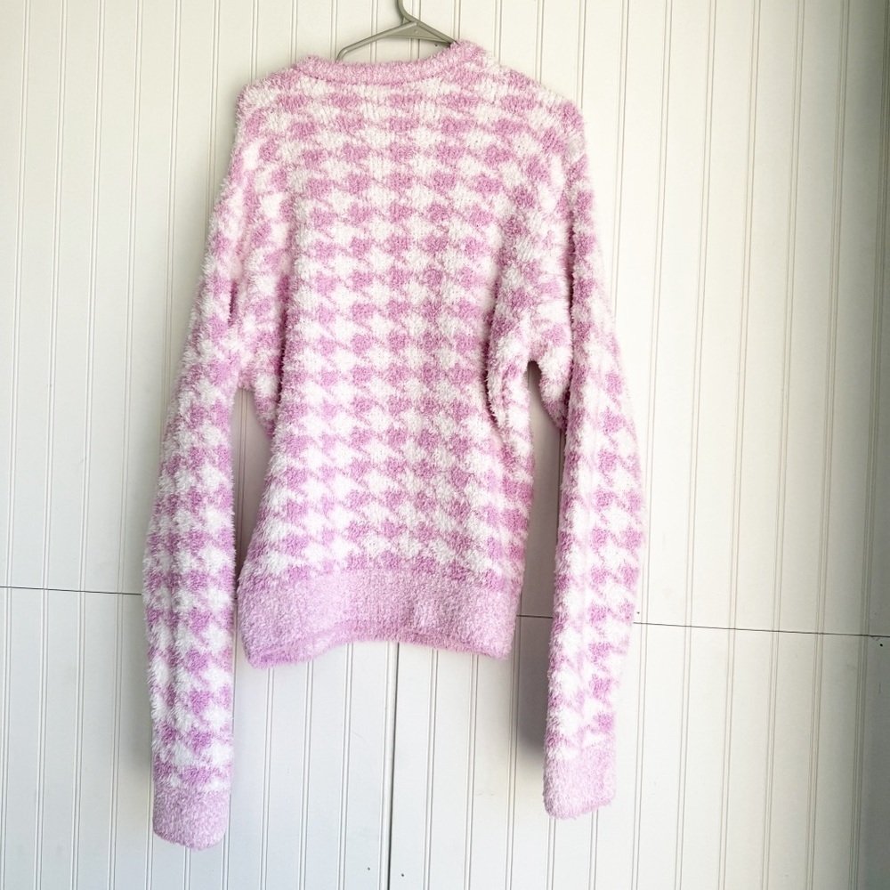 SKIMS Size S/M Pink Cozy Houndstooth Unisex Pull Over Sweater NEW! - Picture 7 of 7